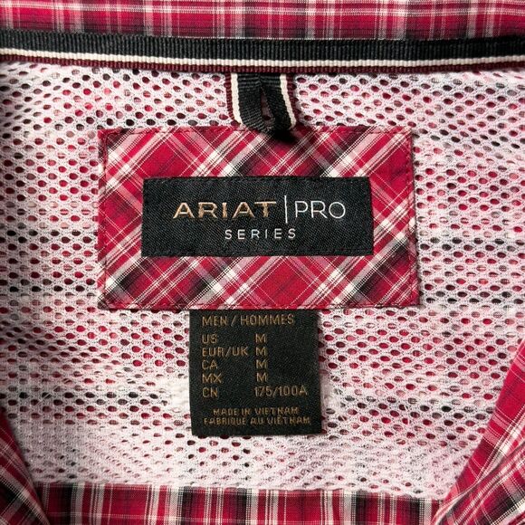 Ariat Pro Series Witten Classic Fit Snap Long Sleeve Shirt Red Plaid Mens Size M - Picture 4 of 15